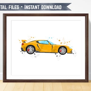 Watercolor Super Car Print Big Boy Bedroom Poster Kids Room Wall Art Nursery Decor Boy Toddler Art  Play Room Decor Vehicle Printable