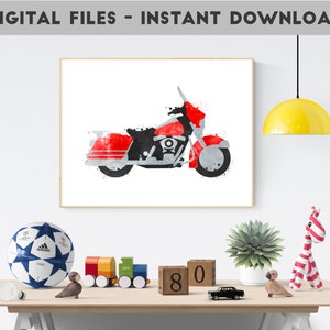 Printable Motorcycle Art, Motorcycle Kids, Motorcycle Wall Art, Baby ...