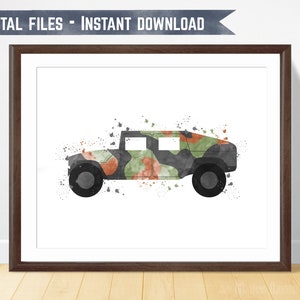 Army Car Print - Military Wall Art for Kids - Printable Boys Room Decor