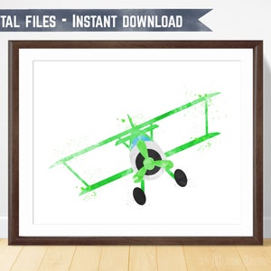 Airplane Nursery Art, Biplane Nursery, Plane Nursery Decor, Biplane Wall Art, Nursery Plane Print, Airplane Printable, Boy Room Airplane