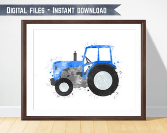 Tractor Nursery Decor Kids Room Decor Boy Bedroom Wall Art Toddler Farm Print Transportation Poster Watercolor Printable Farmhouse Playroom