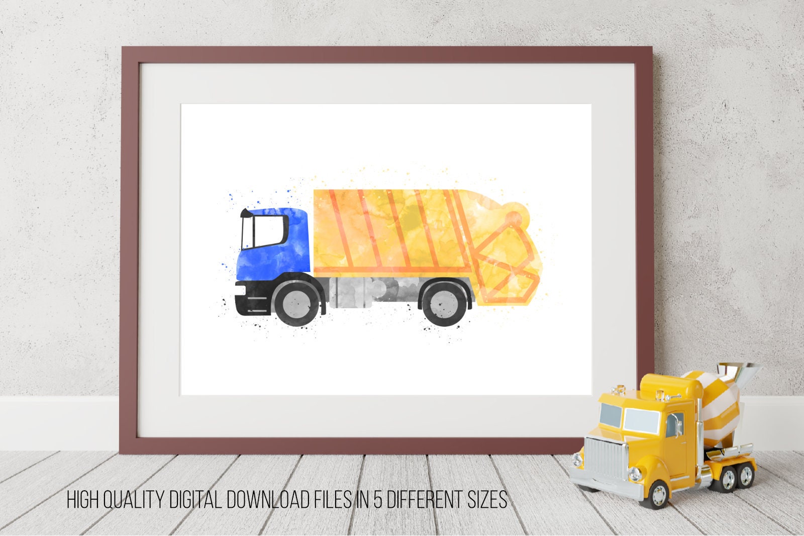 Watercolor Garbage Truck Garbage Truck Print Truck Wall Art | Etsy
