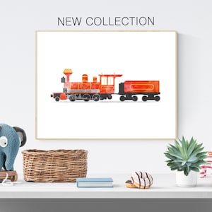 Charming Train Nursery Print: Vintage Steam Engine Art for Kids Room Decor
