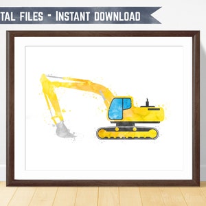 Drill Truck Print, Construction Room Decor, Toddler Play Room, Boys Vehicle Print, Toddler Construction, Construction Theme, Digger Art