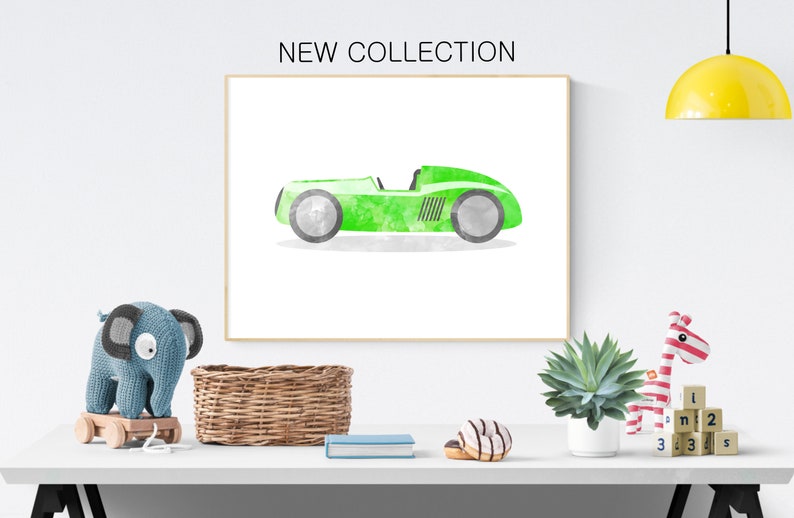 Race Car Themed Bedroom Decor Race Car Birthday Decor Race Car Wall Art Boys Watercolor Printables