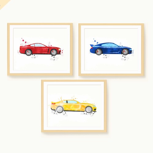 Car Nursery Prints Car Nursery Decor Set of 3 Prints Cars Etsy