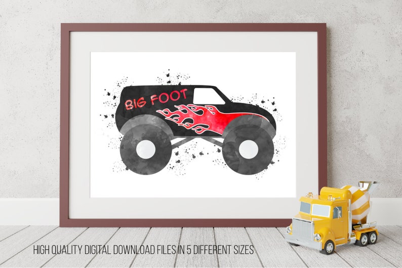 Monster Truck Print Monster Truck Wall Art Big Boy Room Etsy