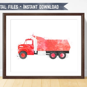 Dump Truck Construction Truck Construction Vehicle Print Truck Theme Nursery Toddlers Room Wall Art Boy Bedroom Poster Boys Play Room Decor
