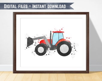 Tractor Print, Farm Nursery Decor, Boy Wall Art Printable, Digital Download, Tractor Illustration, Printable Boy Gift, Kids Bedroom Decor