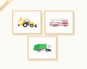 Transportation Kids Bundle, Transport Nursery Decor, Boys Bedroom Prints, Boys Wall Art Set, Toddler Art Prints, Truck Nursery Art