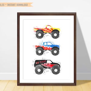 Monster Truck Wall Art - Boys Room Decor or Toddler Boy Room Print