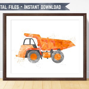 Dump Truck Printable, Construction Theme, Construction Bedroom, Dump Truck Nursery, Boys Truck Art, Truck Theme Nursery, Toddler Boys Room