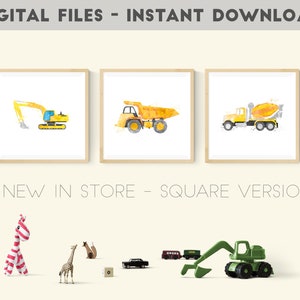 Construction Bedroom Decor, Construction Print Set Big Boys Room Prints, Construction Wall Art, Construction Party, Digger Print, Dump Truck