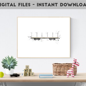 Train wall art, train wagon print, kids wall art, boys print train, nursery boy art, toddler room decor, printable train, transport wall art