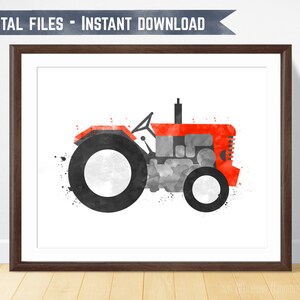 Transportation Themed Tractor Print - Farm Nursery Kids Room Decor