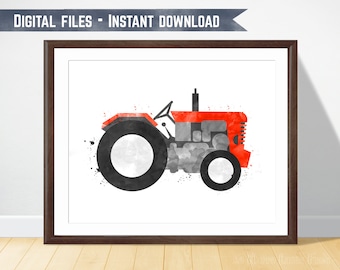 Transportation Themed Tractor Print - Farm Nursery Kids Room Decor