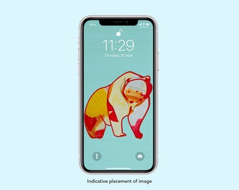 Bear Animal Illustration Smartphone Screensaver Mobile Wallpaper Lock Screen Home Screen Digital Download iphone wallpaper