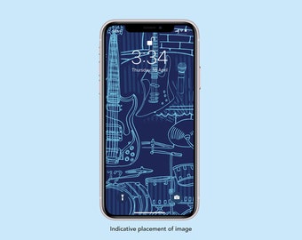 Music Lover Illustration Smartphone Screensaver Mobile Wallpaper Lock Screen Home Screen Digital Download iphone wallpaper