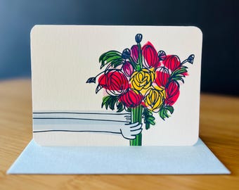 Flower Cards 4 Pack YOU CHOOSE from three designs the 4 cards included in your pack.