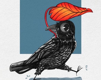 Leaf Umbrella Crow