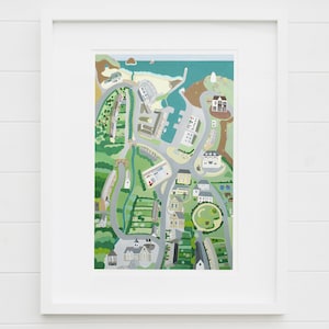 Karte von Portreath, Cornwall - Signierter Giclee Illustrierter Druck, Wandkunst, Malerei, Poster, Illustration, Nautik, Wanddeko, Strandleben