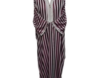 Moroccan Cotton Blend Burgundy 3-quarter Sleeve Thobe Jubba Kandora Dishdasha