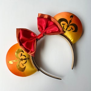 Handmaidens Ears: Metallic Gold Symbol, Satin Bow Headband