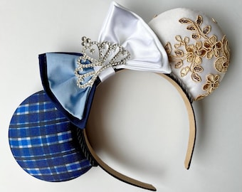 Princess Mia Ears: Plaid & Embroidered Mouse Ears with Tiara