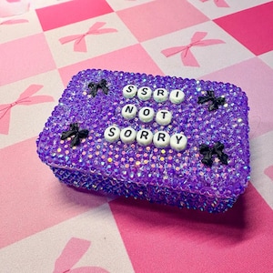 Bedazzled Pill Box | Rhinestone Travel Pill Case | Cute Sparkly Medicine Holder | "Happy Pills" & "Pills Baby"  Organizer | Gift for Her