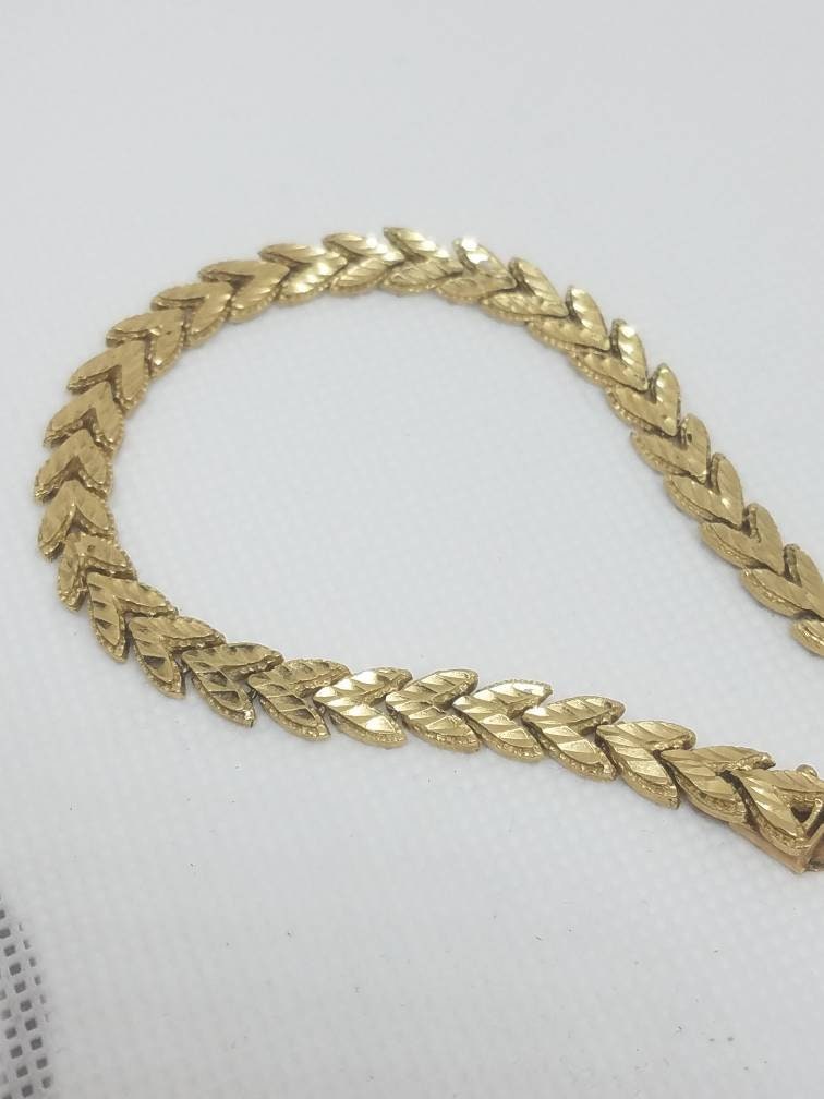 Vintage 14k Gold Leaf Bracelet Etsy