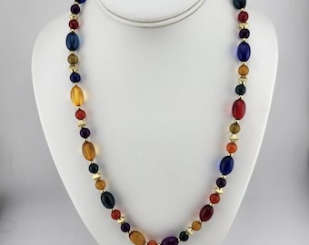 Vintage Colorful Plastic Bead Necklace