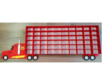 Car storage Mack Truck cars Display Car shelf 60 section Unique gifts for kids Mack organizer Playroom decor Gift for grandson