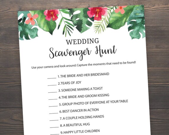Hawaiian Bridal Shower Games Wedding Scavenger Hunt Wedding Etsy