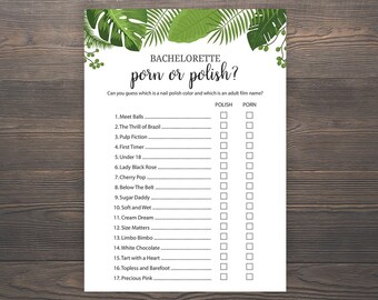 Porn or Polish, Bridal Shower Games, Bachelorette Party Games, Hen Party Game, Nail Polish or Adult Film Game, Greenery Bridal, J004