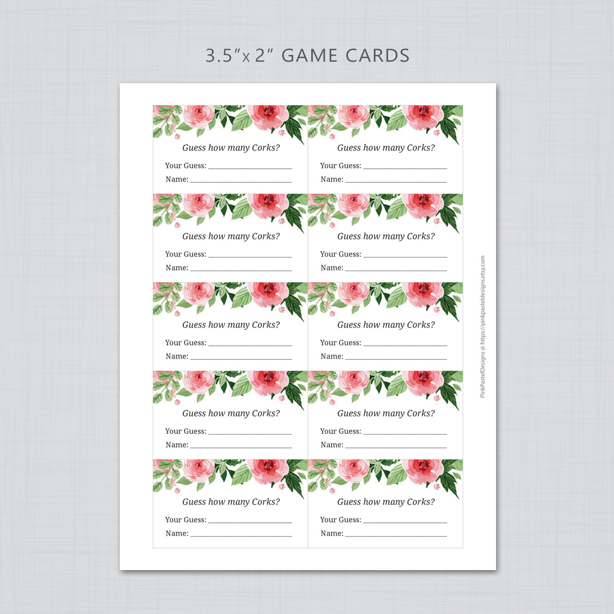 Guess How Many Corks, Bridal Shower Games, Printable Bridal Shower ...