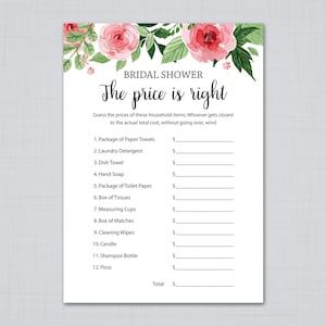 Price is Right, Bridal Shower Games, Floral Bridal Shower, Bridal Shower Price is Right, Bachelorette Party Games, Guess the Price, J003