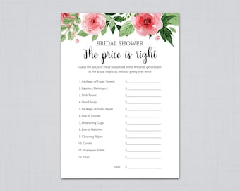 Price is Right, Bridal Shower Games, Floral Bridal Shower, Bridal Shower Price is Right, Bachelorette Party Games, Guess the Price, J003