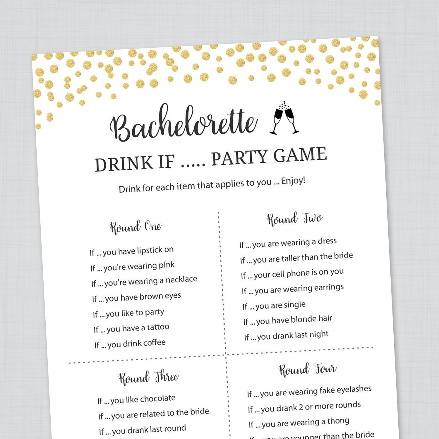 Bachelorette Party Games Printable