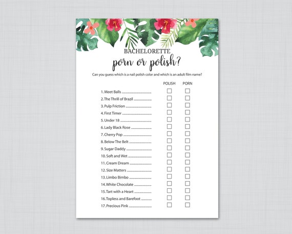 Porn Party Games - Hawaiian Bridal Shower Games, Porn or Polish, Tropical Floral Bridal  Shower, Bachelorette Party Games, Hen Party Night, Printable, J015