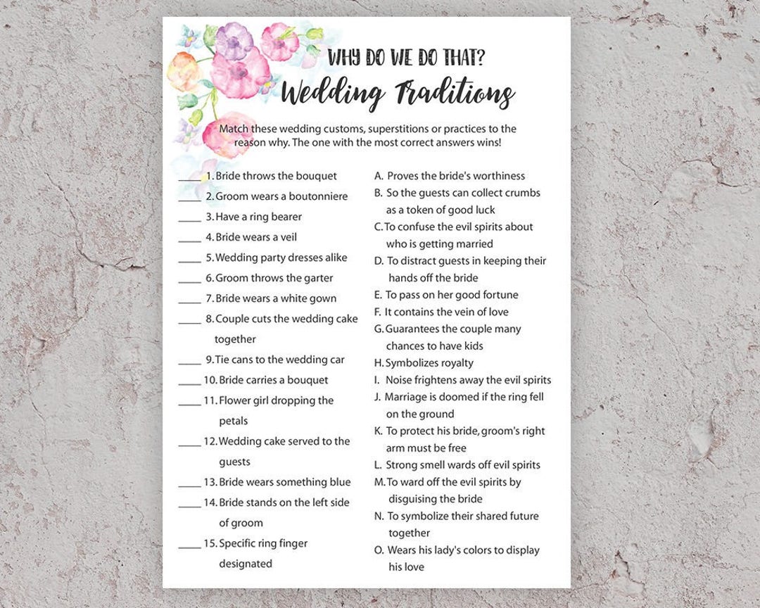 Why Do We Do That, Bridal Shower Games, Wedding Traditions Quiz, Pink ...