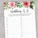 Wedding A-Z Game, Bridal Shower Games, Floral Bridal Shower, Printable ...