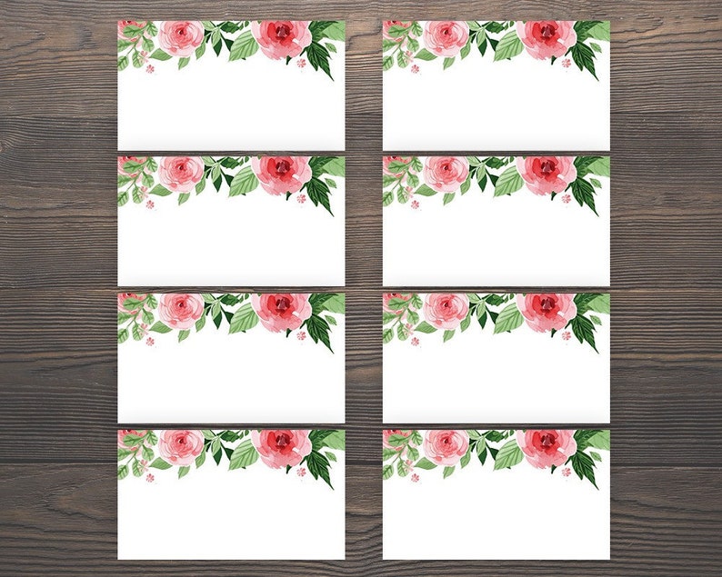 Blank Name Tag Template Floral Name Tags Floral Wedding Etsy