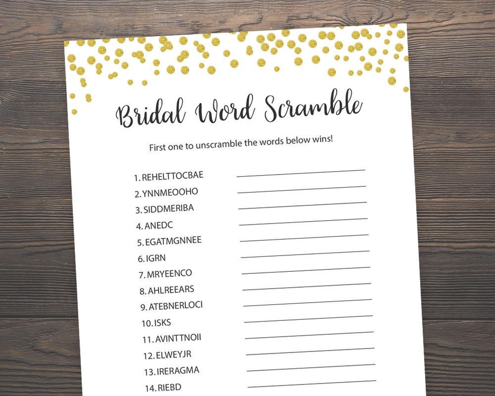 bridal word scramble bridal shower games unscramble shower etsy
