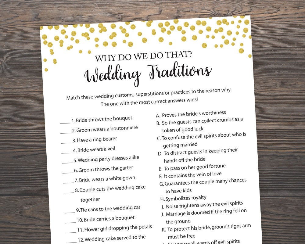 Why do we do that game wedding traditions bridal shower etsy