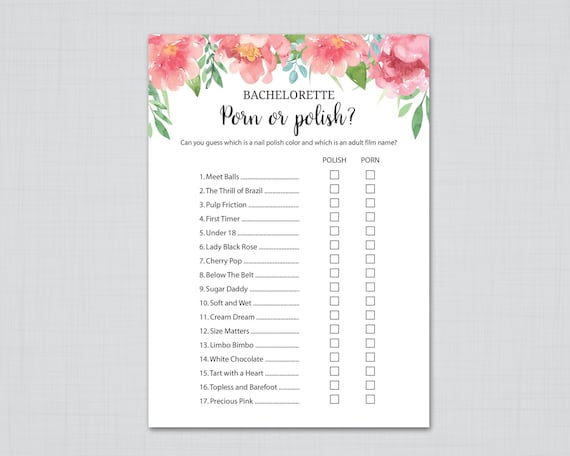 Sweet 16 Porn - Peonies Bridal Shower Games, Porn or Polish, Bachelorette Party Games,  Peony Hen Party, Floral Hens Night, Printable Bachelorette, J029