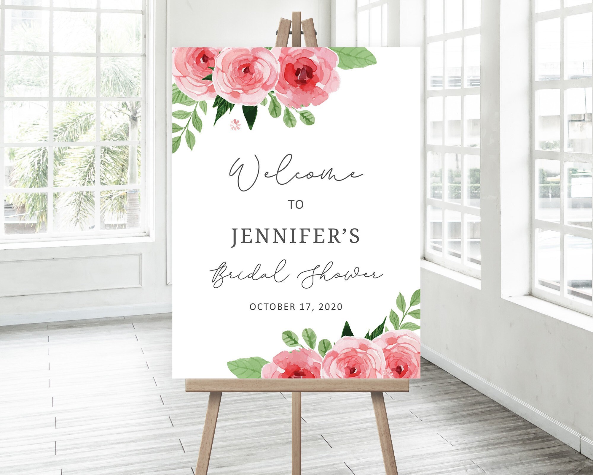 Floral Bridal Shower Sign Bridal Shower Pink Etsy
