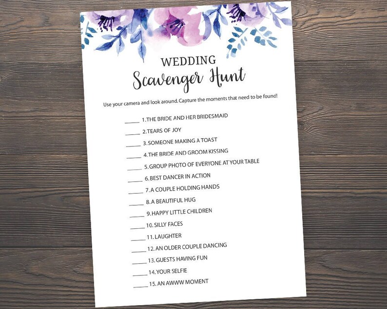 Wedding Scavenger Hunt Lavender Bridal Shower Games Wedding Etsy
