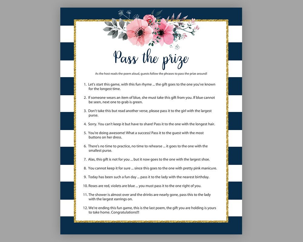 Pass The Prize Bridal Shower Game Free Printable