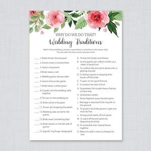 Wedding Traditions Guessing Game Printable, Why do we do that,Bridal Shower Trivia Games, Wedding Traditions Quiz, Name That Tradition, J003