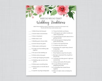 Wedding Traditions Guessing Game Printable, Why do we do that,Bridal Shower Trivia Games, Wedding Traditions Quiz, Name That Tradition, J003